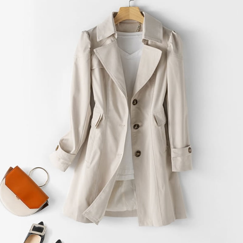 Mid-Length Slim Fit Khaki Trench Coat for Women Mid-Length Slim Fit Khaki Trench Coat for Women AMB BOUTIQUE    