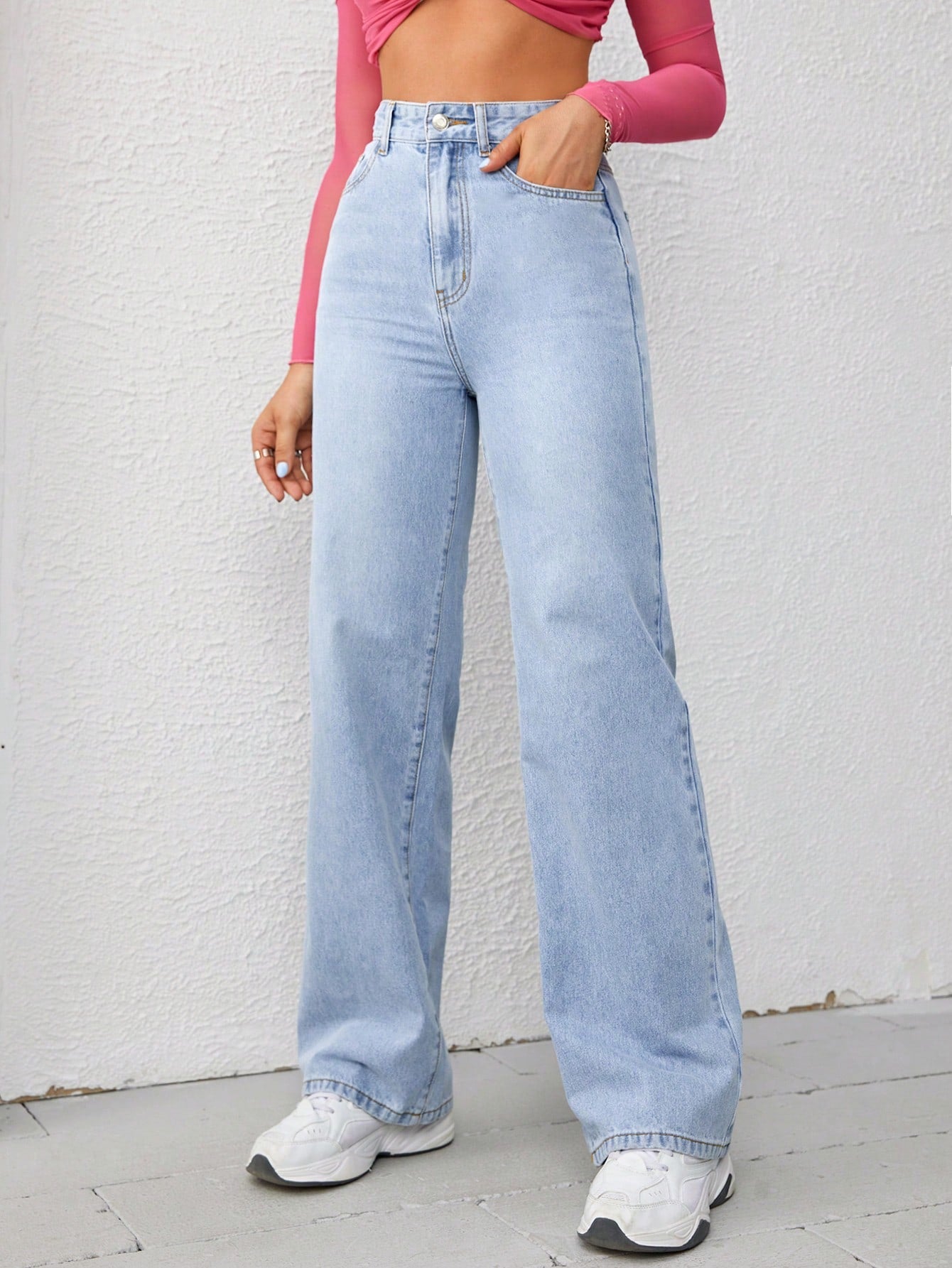 High Waist Wide Leg Jeans Women Jeans AMB Light Wash XS 