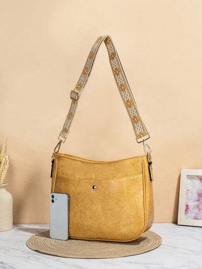 Beautiful Chic Retro Bucket Bag with Embroidered Straps from AMB Boutique