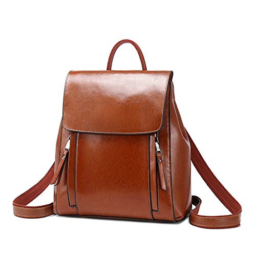 High-End Dark Brown Leather Backpack for Women Genuine Leather Women's Bag Fashion Oil Wax Leather Backpack High-End Women's Backpack AMB BOUTIQUE    