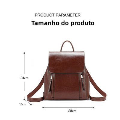 High-End Dark Brown Leather Backpack for Women Genuine Leather Women's Bag Fashion Oil Wax Leather Backpack High-End Women's Backpack AMB BOUTIQUE    