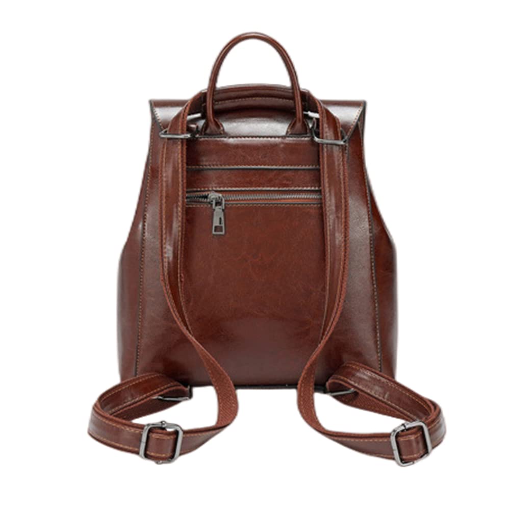 High-End Dark Brown Leather Backpack for Women Genuine Leather Women's Bag Fashion Oil Wax Leather Backpack High-End Women's Backpack AMB BOUTIQUE    