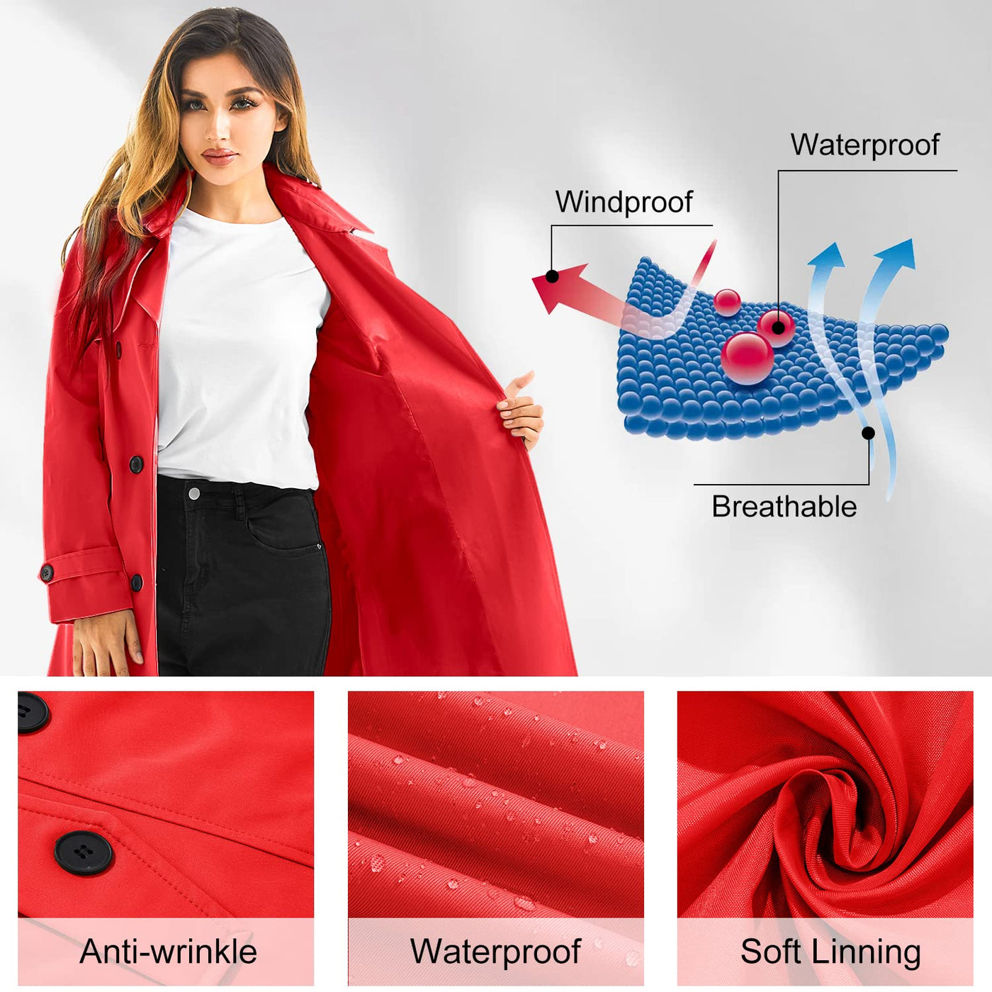 Women's Waterproof Trench Coat Women's Waterproof Trench Coat AMB BOUTIQUE    