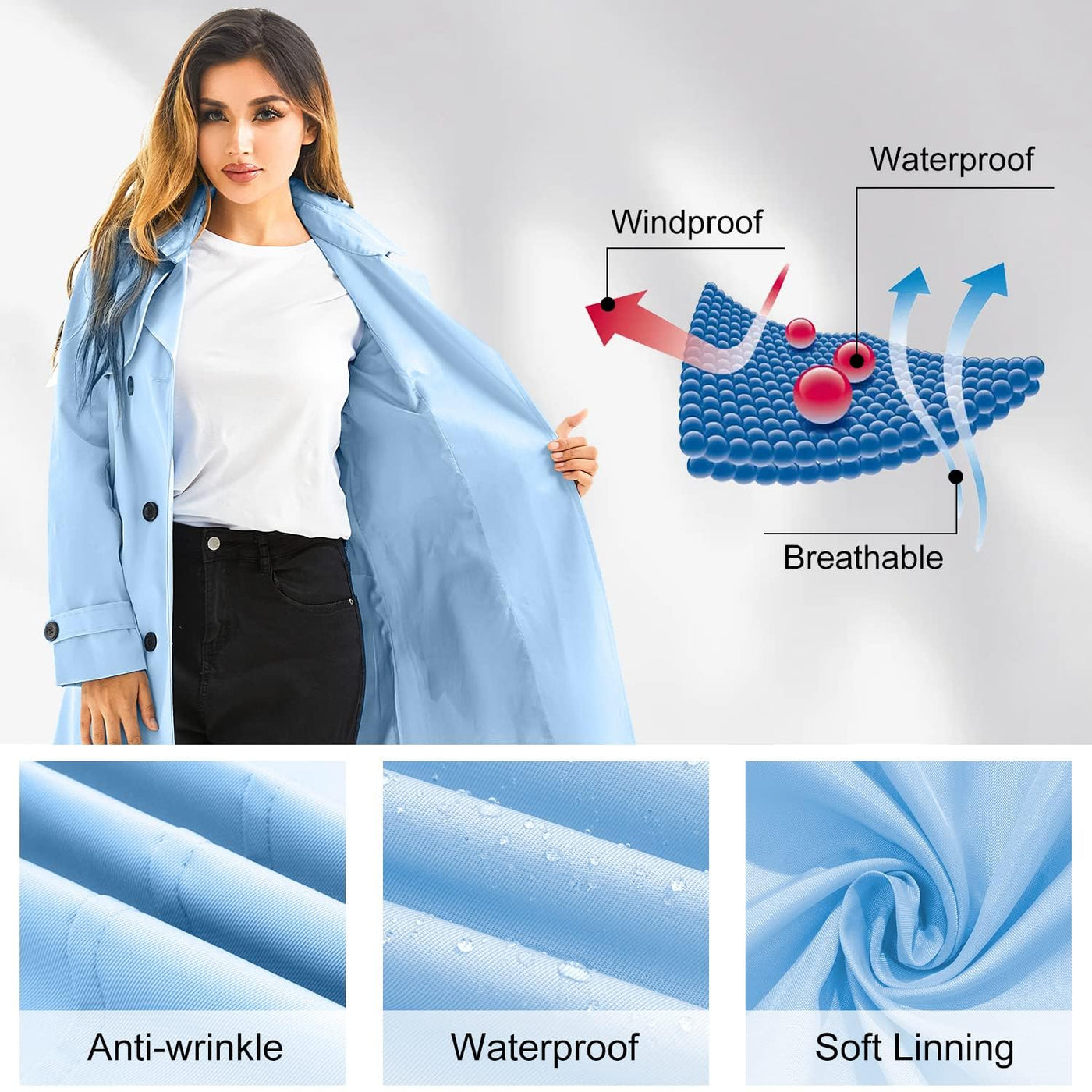 Women's Waterproof Trench Coat Women's Waterproof Trench Coat AMB BOUTIQUE    