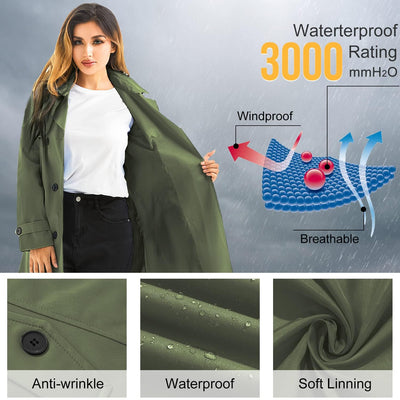 Women's Waterproof Trench Coat Women's Waterproof Trench Coat AMB BOUTIQUE    