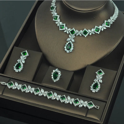 Radiant Cubic Zirconia Bridal Jewelry Set