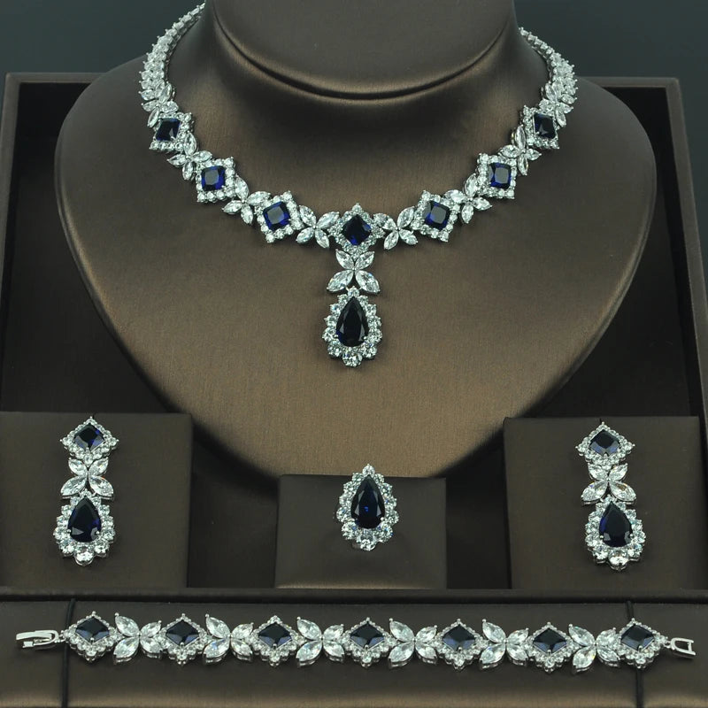 Radiant Cubic Zirconia Bridal Jewelry Set