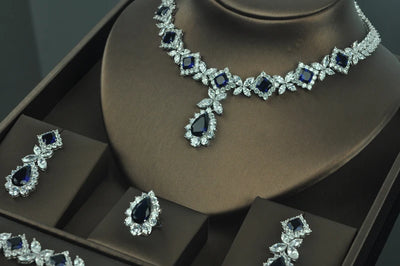 Radiant Cubic Zirconia Bridal Jewelry Set