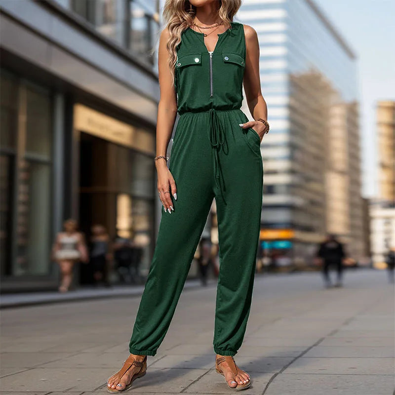 Black Sleeveless One-Piece Jumpsuit for Women - Summer Style Black Sleeveless One-Piece Jumpsuit for Women - Summer Style AMB BOUTIQUE  Dark Green S 