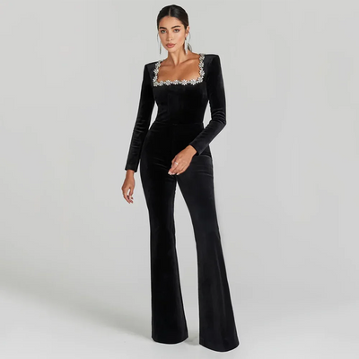 DiamondGlide Black Bandage Party Jumpsuit