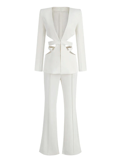 Women's Baggy Pants Suit Set with Blazer Women's Baggy Pants Suit Set with Blazer AMB BOUTIQUE  White L 