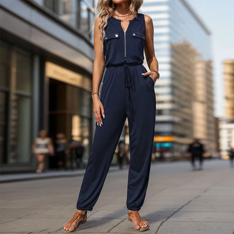 Black Sleeveless One-Piece Jumpsuit for Women - Summer Style Black Sleeveless One-Piece Jumpsuit for Women - Summer Style AMB BOUTIQUE  Dark Blue S 