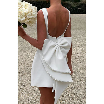 Pearl Backless Bow Evening Dress Pearl Backless Bow Evening Dress AMB BOUTIQUE    