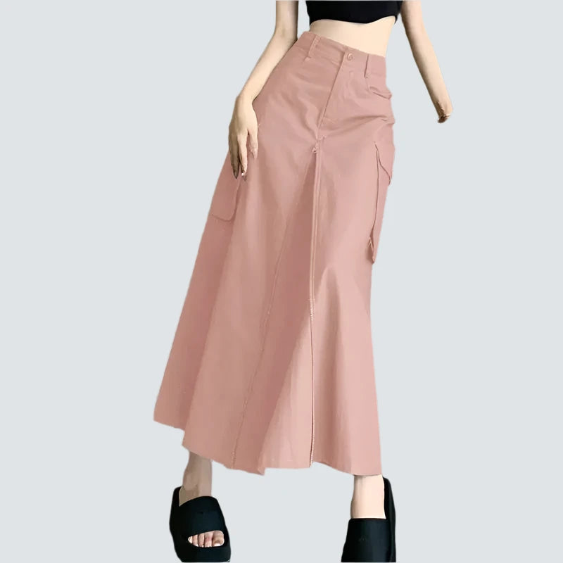 Fashion High Waist Pleating Maxi Skirt Fashion High Waist Pleating Maxi Skirt AMB BOUTIQUE  Pink S 