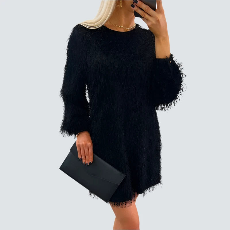 Elegant Fluffy Tassel Mini Dress