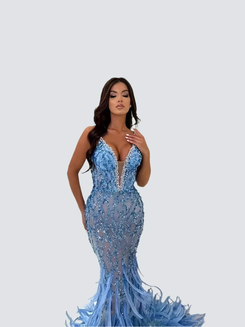 Sparkly Blue Mermaid Prom Dress with Crystals Sparkly Blue Mermaid Prom Dress with Crystals AMB BOUTIQUE    