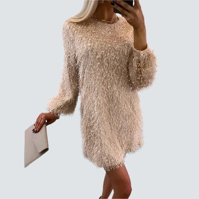 Elegant Fluffy Tassel Mini Dress