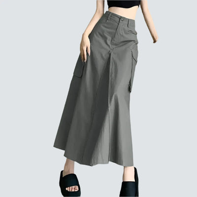 Fashion High Waist Pleating Maxi Skirt Fashion High Waist Pleating Maxi Skirt AMB BOUTIQUE  Gray S 