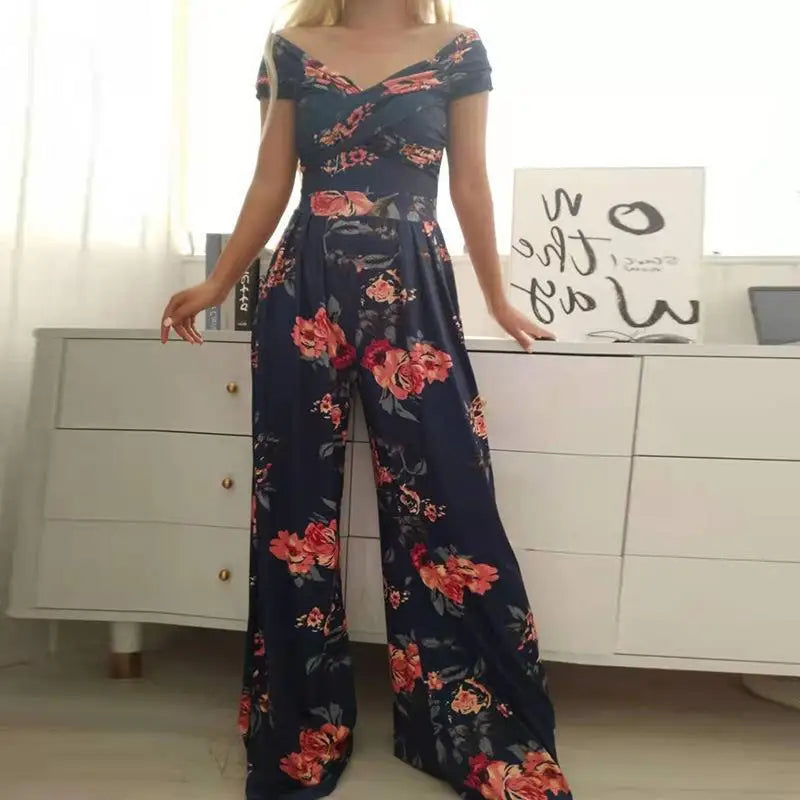 Elegant One Shoulder Floral Jumpsuit for Women - Slim Bodycon Party Outfit Elegant One Shoulder Floral Jumpsuit for Women - Slim Bodycon Party Outfit AMB BOUTIQUE  Blue Floral S 