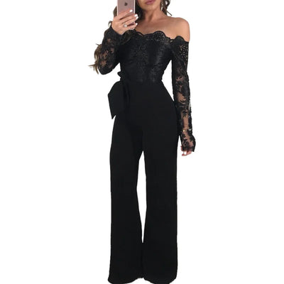 LuxeCharm Lace Off-Shoulder Jumpsuit