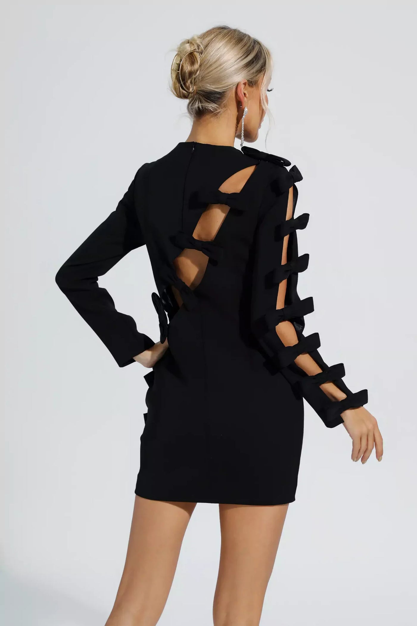 Sexy Mini Bodycon Hollow Out Bow Long Sleeve Dress Sexy Mini Bodycon Hollow Out Bow Long Sleeve Dress AMB BOUTIQUE    