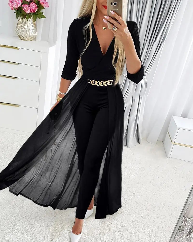 GlitterGlam Mesh Rhinestone Jumpsuit