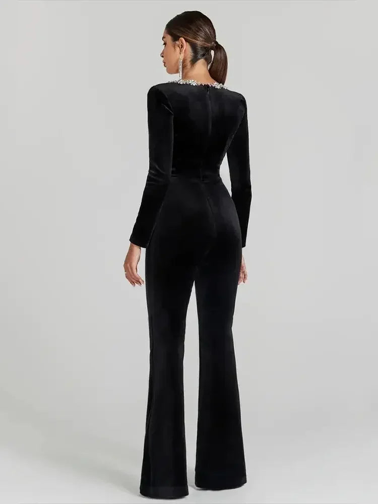 DiamondGlide Black Bandage Party Jumpsuit