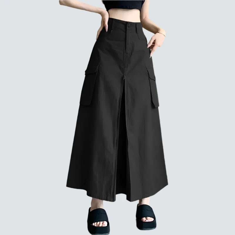 Fashion High Waist Pleating Maxi Skirt Fashion High Waist Pleating Maxi Skirt AMB BOUTIQUE  Black S 