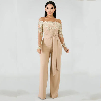 LuxeCharm Lace Off-Shoulder Jumpsuit