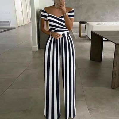 Elegant One Shoulder Floral Jumpsuit for Women - Slim Bodycon Party Outfit Elegant One Shoulder Floral Jumpsuit for Women - Slim Bodycon Party Outfit AMB BOUTIQUE  Black/White S 