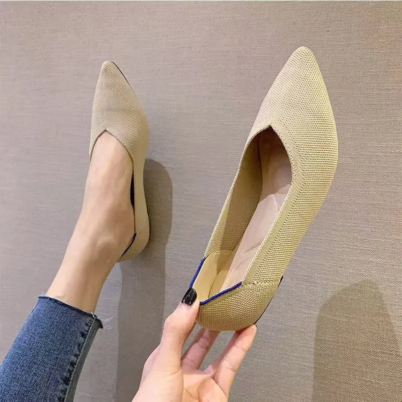 Women's Flat Pointed Knitting Elastic Shoes Women's Flat Pointed Knitting Elastic Shoes AMB BOUTIQUE    